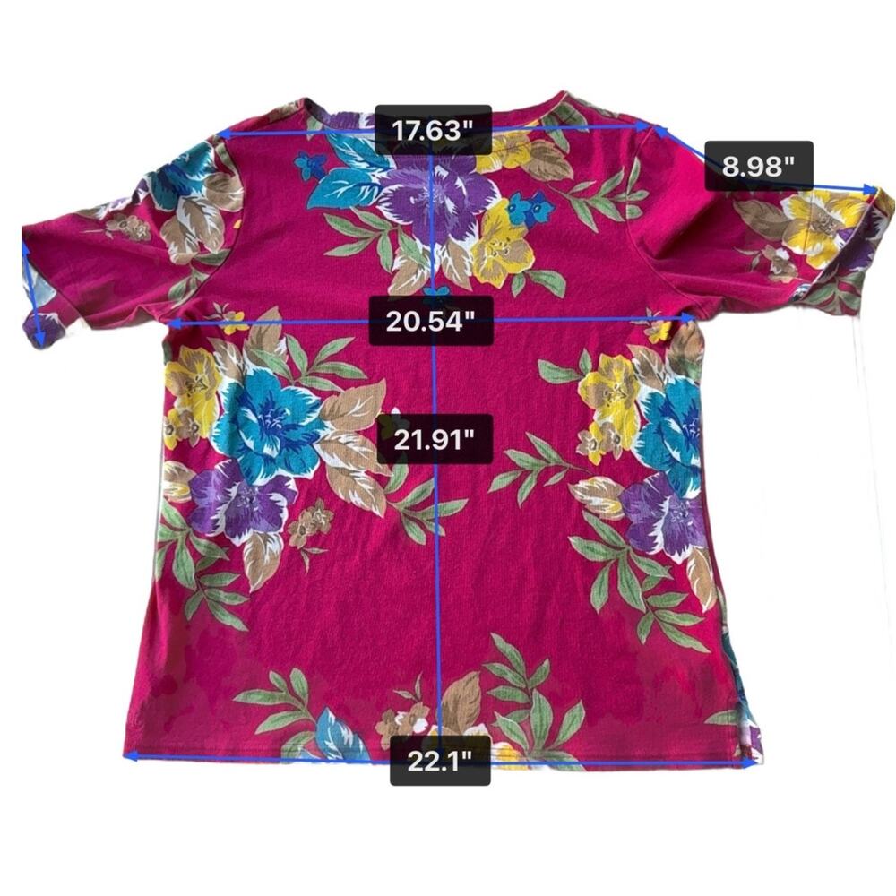 Lauren Ralph Lauren size 1X Fuscia Floral T-Shirt - Picture 10 of 10